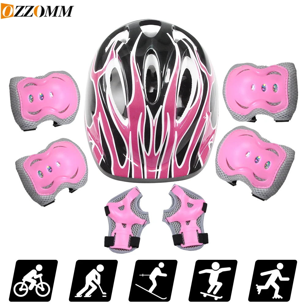 7PCS Set Helm Sepeda Anak, Pel - Scooter Helmet Set ulasan dan harga
