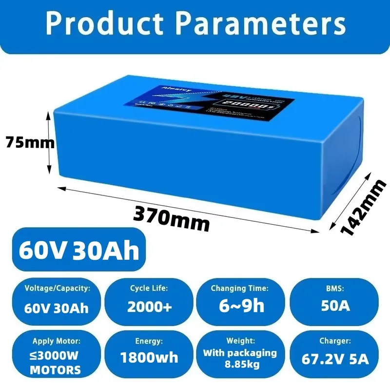   Paket Baterai Lithium 60V 20 - 60V 30Ah 21700 Battery Pack ulasan dan harga